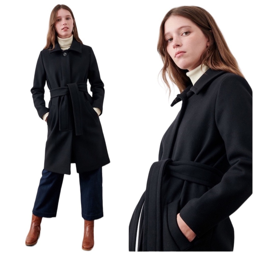 Minimalist Sessun Martin Black Wool Blend Belted Coat